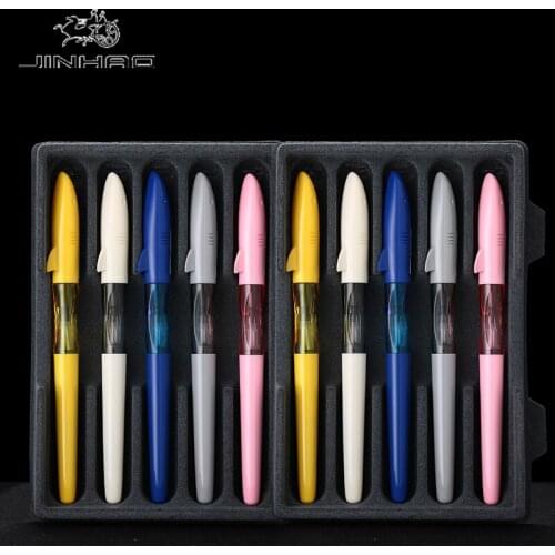 JINHAO SHAKR Series Plastic Fountain Pen 0.5/0.38mm Chil Student Practise Calligraphy Pens School Supplies 12 Colors for Choose