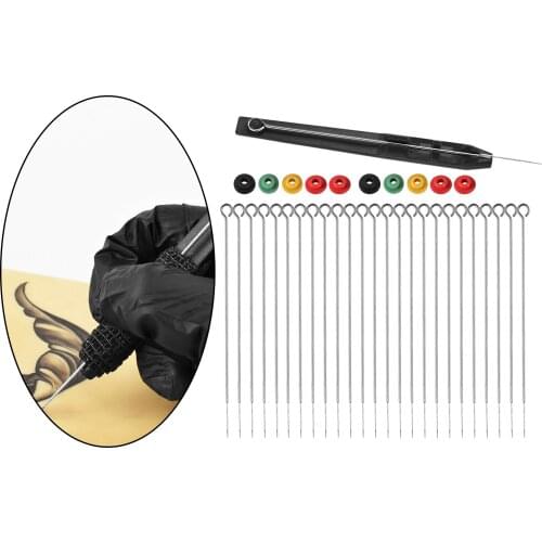 Hand Poke Stick Tattoo Kit with 25 Needles with 10 Grommets DIY Supplies for Tattooing Artists