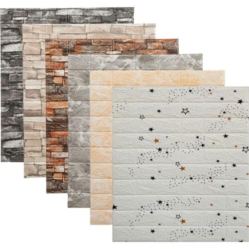 DIY Self-Adhesive 3D Brick Wall Stickers Living Room Decor Foam Waterproof Panels Covering Wallpaper for TV Background Kids Room