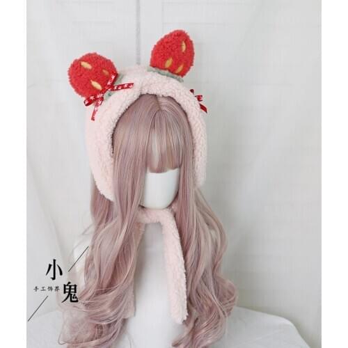 Plush hat female joker warm sweet strawberry ear Japanese cartoon earmuffs hood