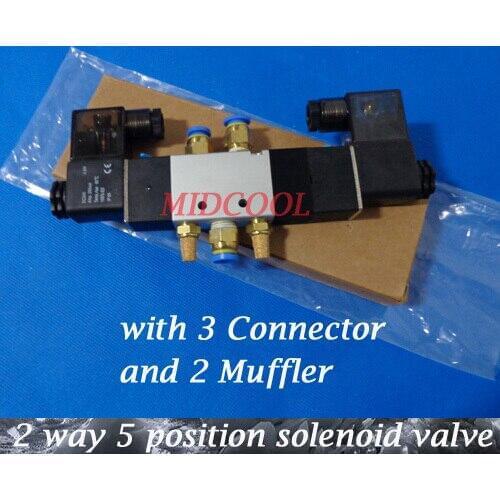 Solenoide Valvula 4V220-06,24V DC Boutique Solenoid Valve,5/2 way double coil solenoid valve with 3 connector and 2 muffler