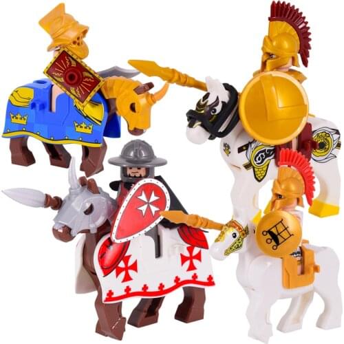 Medieval Figures Middle Ages Rome Warrior Golden Knight Horse Hawk Castle King Dragon Knights Building Blocks BricksToys gifts