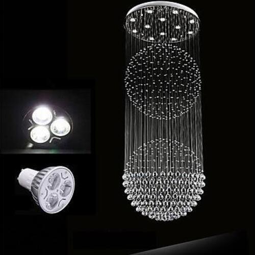 LED Crystal Chandelier 12 Lights Including bulb Silver Clear Crystal 90-220V Lamps Fixtures 80CM K9 Crystal H210CM
