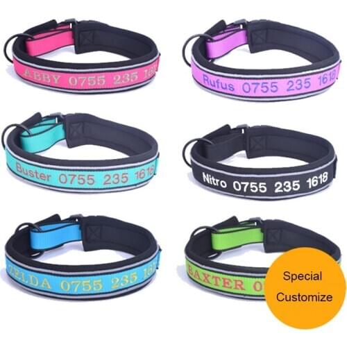 Reflective Nylon Personalized Engraved Dog Collar Custom Puppy Cat Pet Dog Collars for Small Medium Large Dogs