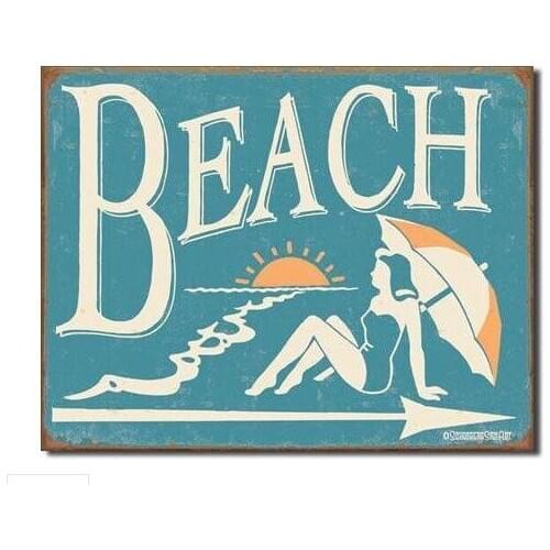 Vintage Beach Tin Sign Metal Sign Maker