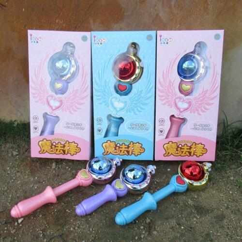 3 Colors Magical Glow Stick Cosplay Sailor Moon Anime Action Figure Cartoon Moon Heart Musical Magic Wand With Light Girls Toys