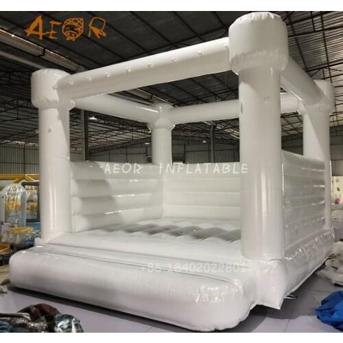 Funny White inflatable bounce house black bouncy castle for wedding all white jump house