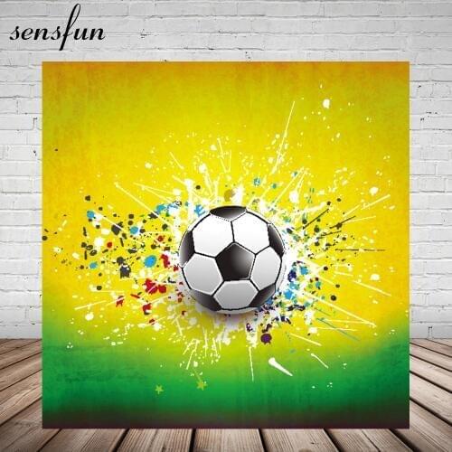 Sensfun Football Sports Photography Backdrop Green Yellow Graffiti Boys Birthday Party Backgrounds For Photo Studio