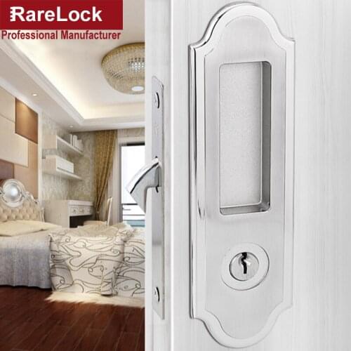 Sliding Door Lock Silver Golden for Office Bathroom Accessory Door Hardware DIY Rarelock MS420 c