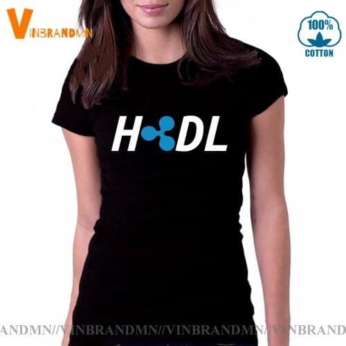 Womens Purified Cotton Short Sleeve T-Shirt HODL Ripple XRP Coin Crypto Cryptocurrency O Neck T Shirt
