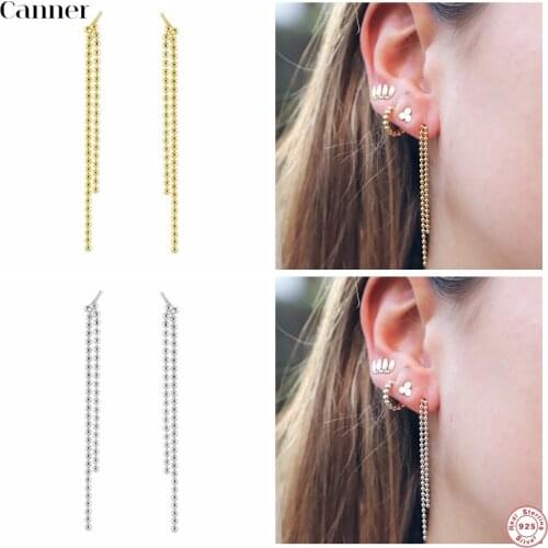 Canner Huggie Earrings For Women Sterling Silver Tassel Minimalist CZ Hoops Piercing Jewelry 2021 Trend Pendientes Plata 925 W5