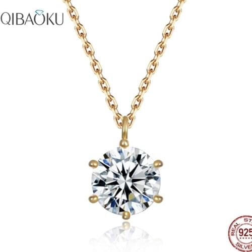 S925 Sterling Silver Pendants Necklace for Womens Jewelry Lab Diamond Metal Gold/Silver Necklace Wedding Jewelry