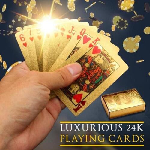 1Box Waterproof Poker Cards Flexible Gold Playing Cards Plastic Poker Game Deck Foil Pokers pack Magic-Cards Gambling Board Game