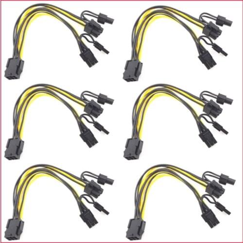 10pcs 6 Pin PCI Express To Dual PCIE 8 (6+2) Pin Power Cable 20cm Motherboard Graphics Card PCI-E GPU Power Data Cable Splitter