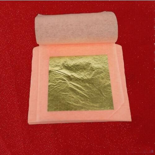 100 sheets Red paper 4.33 X 4.33cm 99.99% pure genuine gold leaf 24K Gold leaf For Edible and Beauty ect
