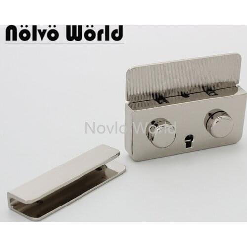 2-10pcs 55x43mm Silver Color Large size lock square High Quality Shiny Color Metal durable Insert Lock for bag Purse accessories