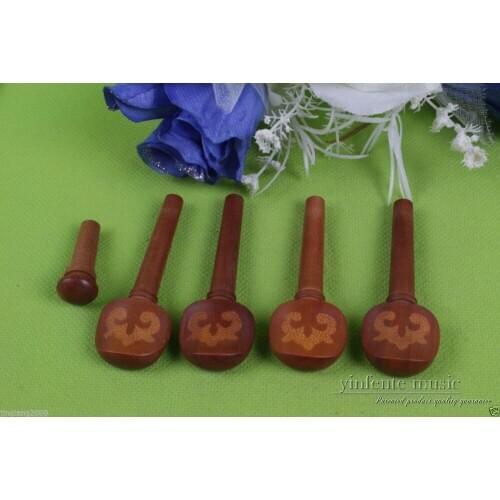 2set 4/4 violin ebony parts jujube wood tailpiece peg chinrest endpin #451