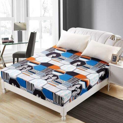 2018 New Polyester Bed Sheet Printed Sheet with Elastic Band Mattress Cover Hot Sale Fitted Sheet with Rubber Band80