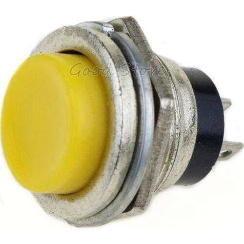 5PCS DS-212 Momentary SPST NO Yellow Round Cap Push Button Switch AC 125V 3A DS212