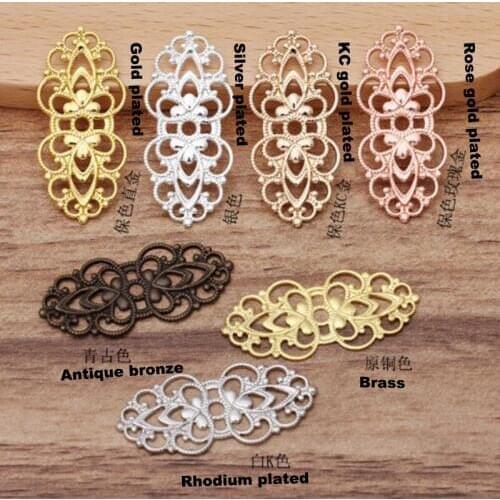 500pcs 15x33mm filigree flower wraps connector flower piece jewelry connectors findings FCN-037