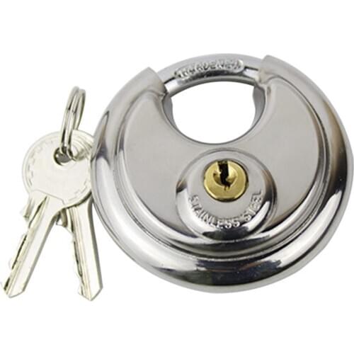 70mm Stainless Steel Anti-Theft Padlock Large Round Discus Lock For Warehouse Door Bicycle Anti Theft Lock With Key