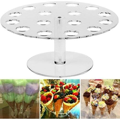 16 Holes Acrylic Ice Cream Cone Holder Storage Racks Detachable Transparent Display Home Party DIY Kitchen Stand Organization