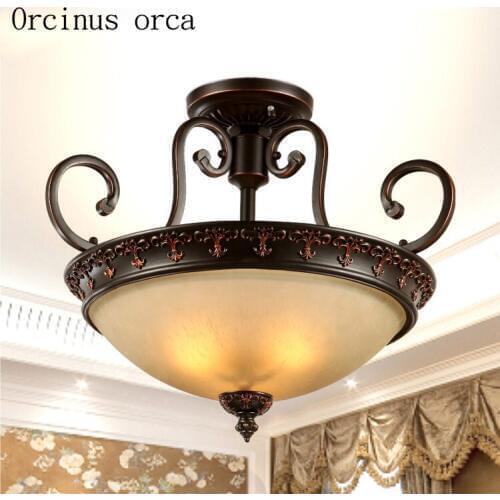 American Rural Antique Iron ceiling lamp living room corridor bedroom lamp modern simple glass chandelier free shipping