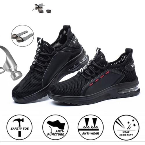 Hollow Breathable Men Work Safety shoes Anti-smashing Steel Toe Cap Working Boots Construction Indestructible Shoes
