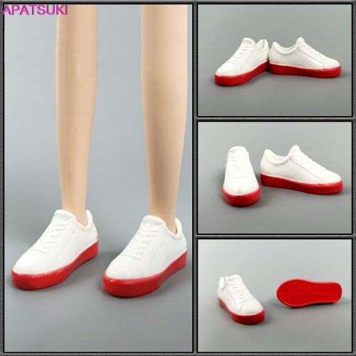 White Red Flat Fashion Doll Shoes for Barbie Doll Sneakers for Blythe Dolls Accessories Playhouse Kids Toys 1/6 DIY Gift