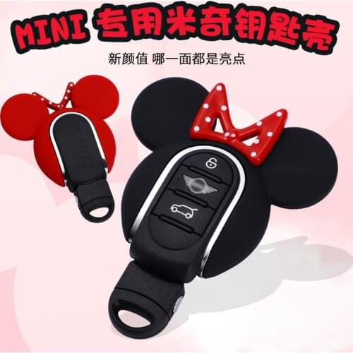 Key Fob Case Mickey Minnie Keychain Holder Protector Cover Replacement Shell For BMW Mini F54 F55 F56 F57 F60 One Cooper S JCW