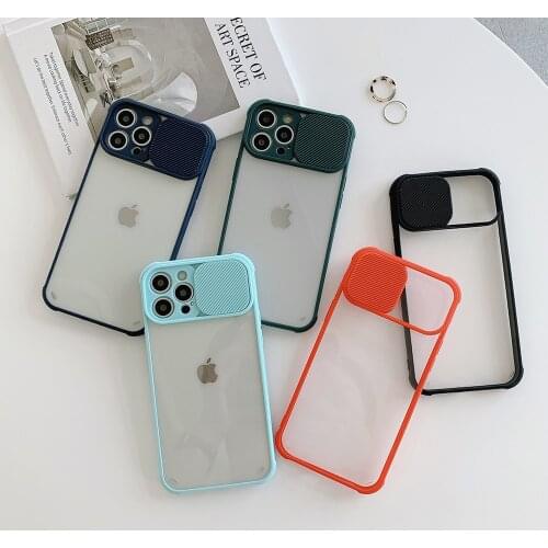 For iPhone 12 Mini 11 Pro X XS Max XR SE 7 8 6 6s Plus 2 in 1 Soft TPU + PC Phone Case Sliding Window To Protect Lens Cover