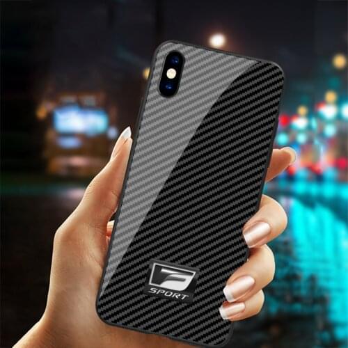 Tempered glass F Sport logo Phone Case for iphone X XS Max 6 6s 7 8 plus 11 pro max samsung galaxy s8 s9 s10 plus note 8 9 cover