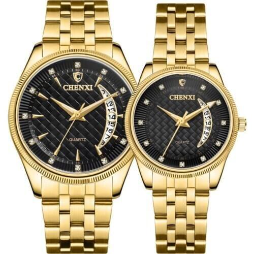 CHENXI Hot Fashion Creative Watches Women Men Quartz Watch Golden lovers' Wristwatches Luxury Clock Brand Watches relojes hombre