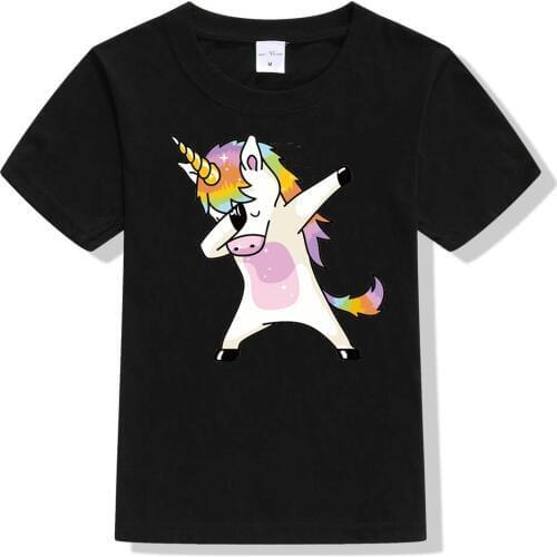Dabbing unicorn kids boys girls t-shirt dabbing pug dog children t shirt teens unisex streetwear tops tees hip hop tshirt