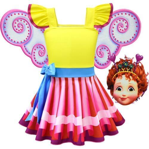 Fancy Nancy Dress Costume Cosplay For Kid Girl Halloween Party Colorful Striped Princess Dress Summer Children Clothes C37548CH
