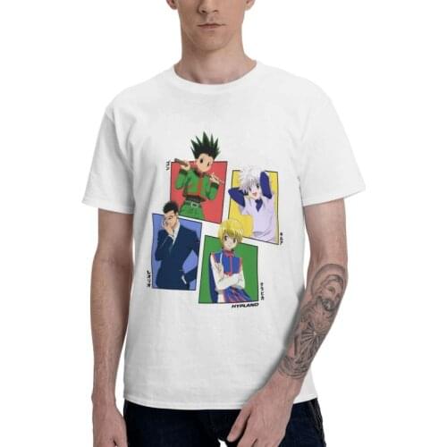 HXH Main Four Charater Anime T Shirt Mens 100% Cotton T-shirts Streetwear Tshirt Short Sleeve Hunter x Hunter Harajuku Tee