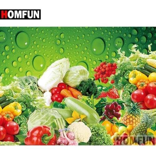 HOMFUN Full Square/Round Drill 5D DIY Diamond Painting "fruit and vegetable" Embroidery Cross Stitch 3D Home Decor Gift A13000