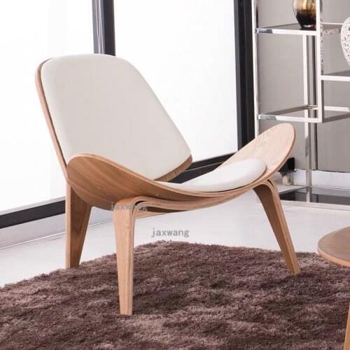 European Shell Living Room Chairs Home Furniture Balcony Leisure Armchair Single Balcony Sofa Chair Custom Leather Single Sofa