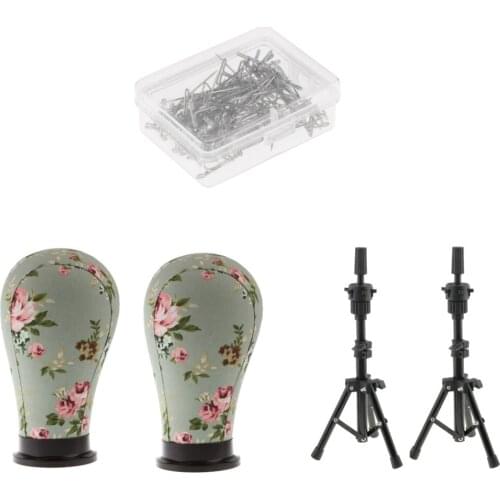 Mannequin Cork Canvas Block Head Holder Stand T Pins Wig Making Tools