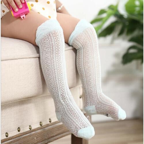 Sweet Newborn Baby Girl Socks Cotton Summer Infant Baby Knee High Socks for 0-3 Years 1 Pair Mesh breathable Socks Cotton New