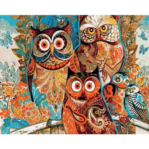 Frame Vintage Owl DIY Painting By Numbers Acrylic Paint On Canvas Kit Animals Paint By Numbers For Home Decor Art