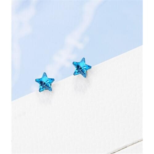 New Korean version of the small fresh and exquisite multicolored five-pointed star silver plated stud earrings WE101