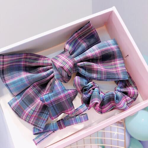 New JK Style Women Girls Cute Plaid 8.3in Big Bow Headband Sweet Hair Ornament Clips Hairpins Headwear Fashion Hair Accessories