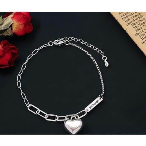 Fashion personality smooth love Anklet women simple niche design rectangular brand letter Anklet retro jewelry