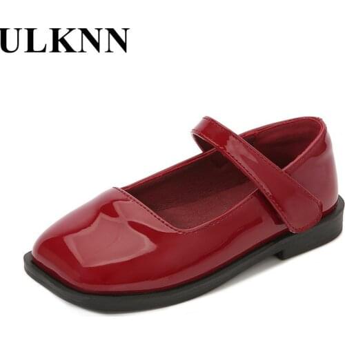 Girls Show Red Leather Shoes 2021 New Students Children Simple Small Leather Shoes Wear Square Head Princess Shoes Performance