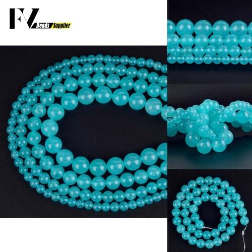 Wholesale 4 6 8 10 12mm Natural Amazonit Jades Round Loose Stone Beads For Jewelry Making DIY Bracelets Necklace Needlework 15"