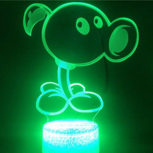 Original Plants Vs. Zombie 3D Illusion LED Night Light Changing Colours USB Touch Sensor Remote Lamp Soft Bedroom Kids Gift