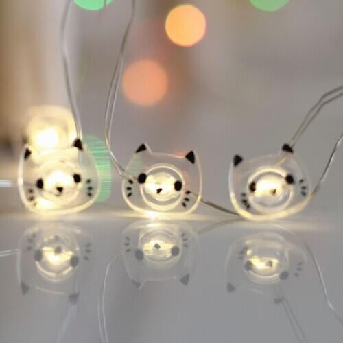 Lighting Strings 10 LED Copper Wire Fairy Lights for Party Wedding Christmas Decor Cat Sandwich Holiday Battery Operated Lamp
