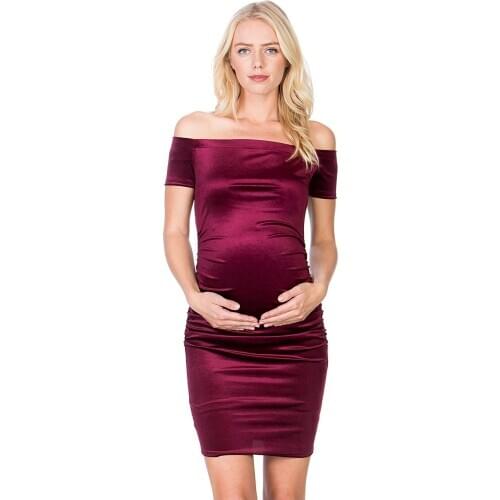 Pregnant Dress Spring Autumn Harajuku Party Night Dresses Women Club Elegant off shoulder Bodycon Midi Dresses Slim Dress Mujer