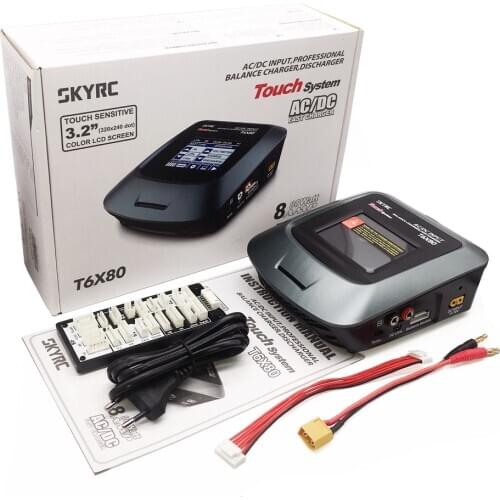 SKYRC T6X80 80W 8A AC/DC LCD Touch Screen Professional Battery Balance Charger Discharger For LiPo/LiFe/Lilon